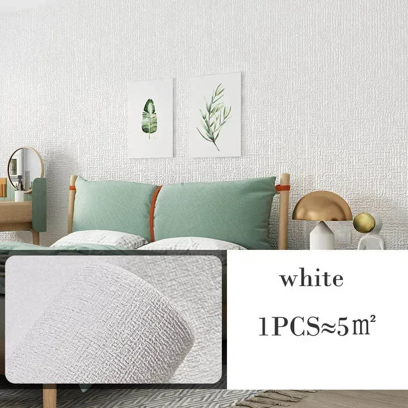 2,8/10 m 3D verdicken selbstklebende Wärmedämmung Tapete Leinen einfarbig Dekor Wandaufkleber Renovierung Antikollision