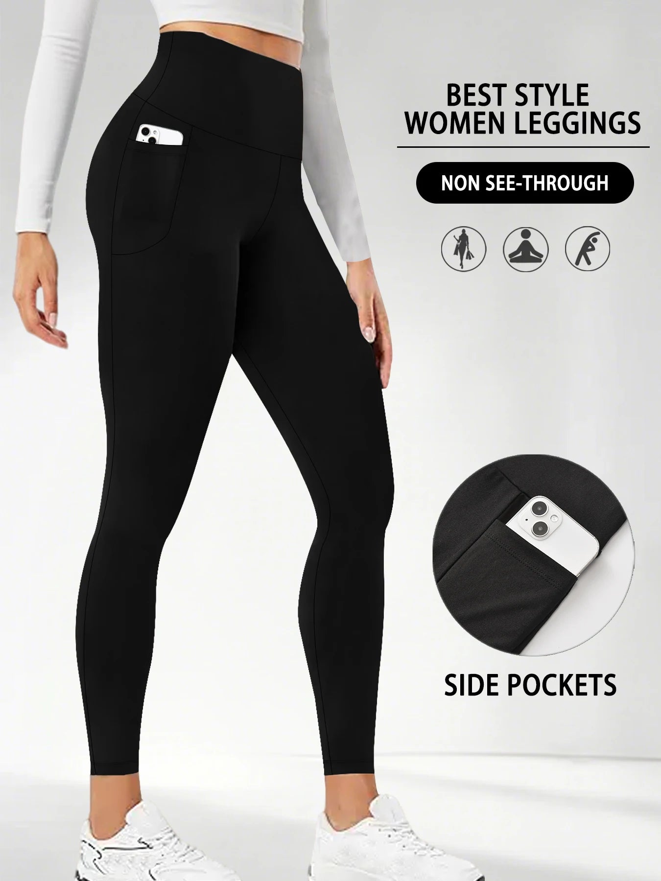 Super Soft Sports Leggings With Pockets For Women High Waisted Workout Yoga Running Push Up Gym Fitness Tight Pants Women's.