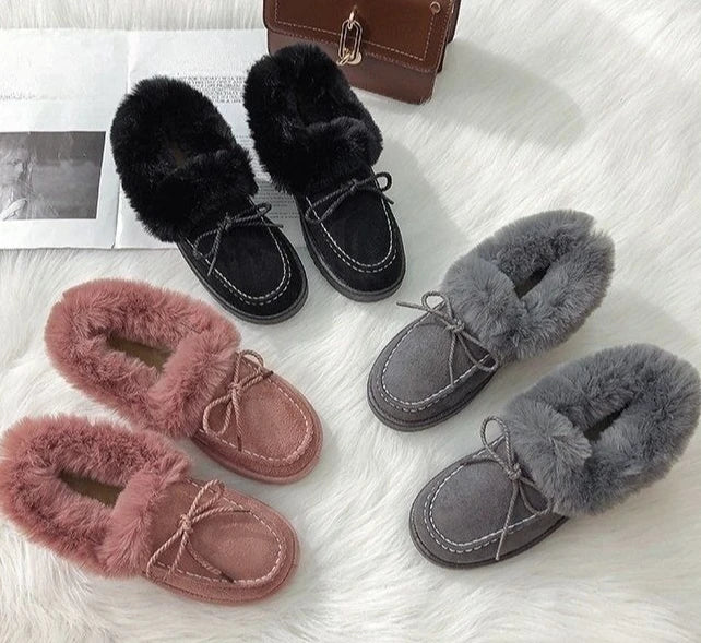 Bow Round Toe Flat Fleece-lined Woman Shoes Trend 2025 Y2k Chic and Elegant Winter Novelty Padded Sale Hot Snow Boots for Women.
