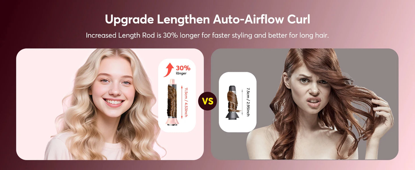 5 in 1 High-Speed Hot Air Styler Frizz-Free Fast Drying No Heat Damage Hair Dryer Curl Volumize Straighten with Travel Bag.