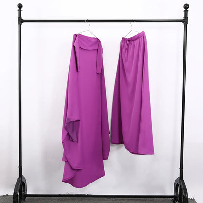 Autumn 2 Pcs Set Ramadan Eid Modest  Abaya Women Muslim Dress Hijab Kaftan Robe Femme Musulmane Islam Clothing Caftan Kebaya