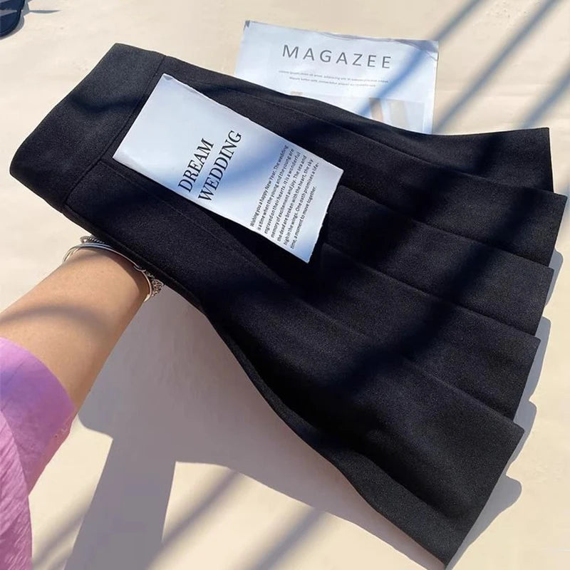 Faux Wool Pleated Skirts for Women Y2K Autumn Winter High Waist Preppy Woolen Jk Dance Skirt Korean Streetwear Female Mini Skirt.
