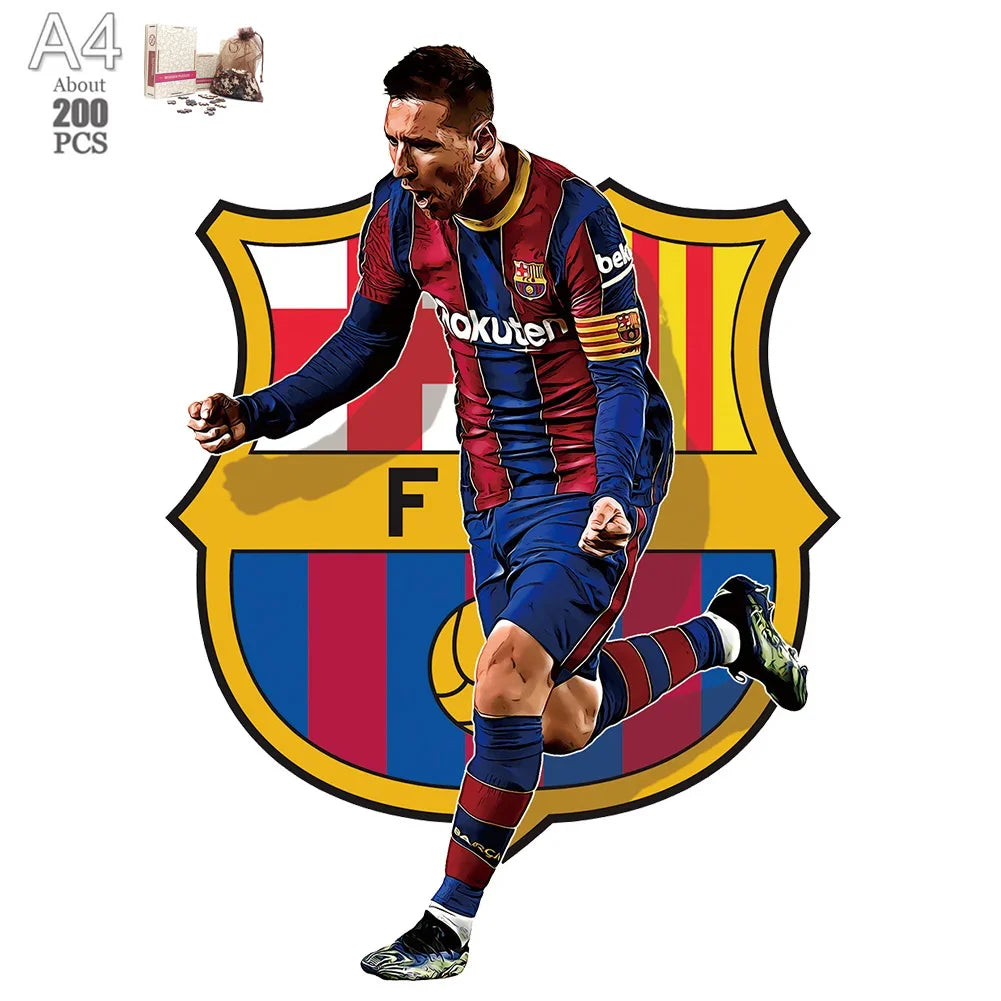 Soccer Player Wooden Puzzle for Football Fan Sports Star Wood Jigsaw Advanced Difficulty A3 A4 Size Puzzles