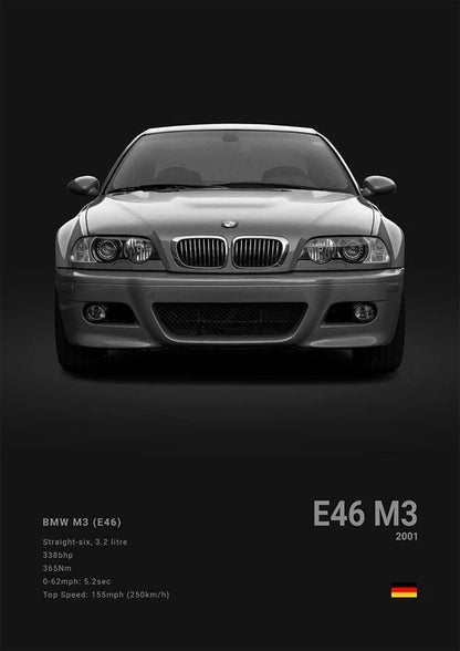 Black Background Sports Cars Poster and Prints F87 M3 M4 G90 E46 Luxury Car Canvas Painting Wall Art Pictures Room Office