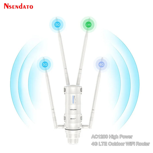 AC1200 WAVLINK 4G LTE With SIM Card Slot Outdoor WIFI Router 2.4G/5G High Power Long Range Wifi Router With 4x7dBi omni Antennas.