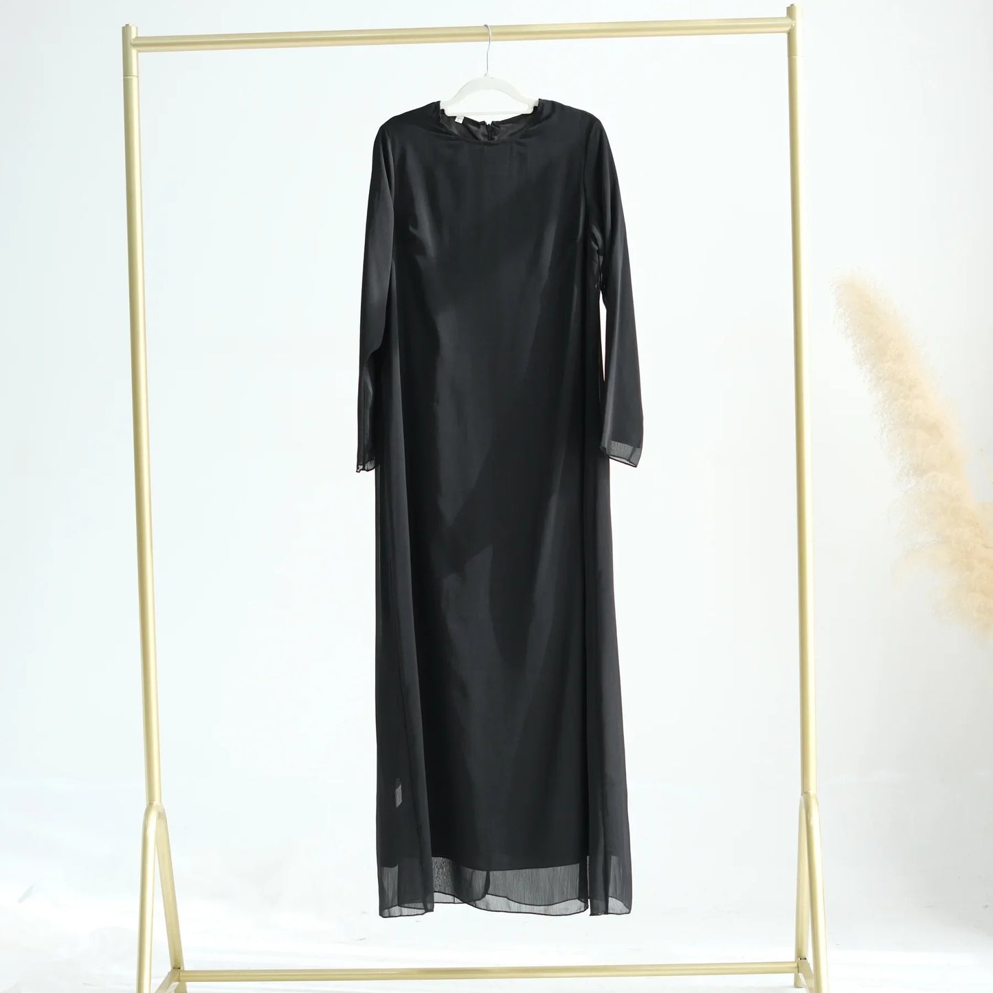 Chiffon Sheer Open Abaya Set Hijabi Muslim Women Party Ramadan Islamic Clothing  Dubai Turkey Kaftan Crepe Kimono Open Abayas