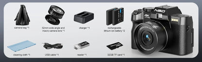 NBD 48MP Digital Cameras for Photography with WiFi & App Control,4K Autofocus Vlogging Camera , Anti-Shake,  Dual Batteries.