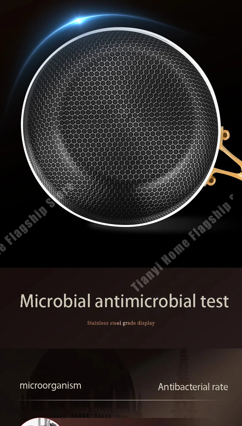 316 Stainless Steel Frying Pan Wok Non-stick Cooking Honeycomb Steak Gas Stove Pot Induction General Saucepan Kitchen Cookware.
