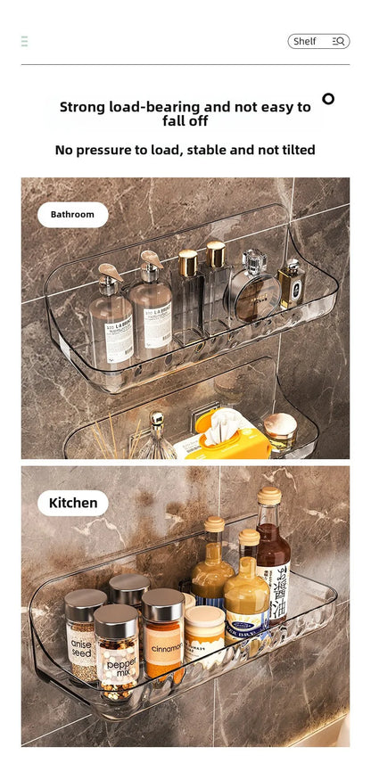 Kein Bohren, Acryl-Badezimmerregal, Wandmontage, Dusch-Organizer für Shampoo, Kosmetik, platzsparendes WC-Aufbewahrungsregal, Eckregal