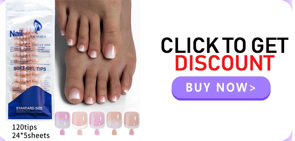 100pcs Fake Toenail Natural White Press On Toe Foot Full Cover Square Nails Art Tips Artificial Acrylic False Nail Manicure Tool.