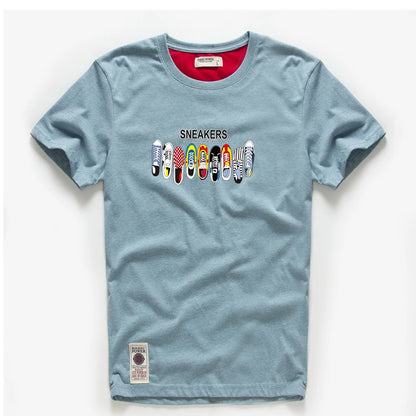 Men's T-shirt Cotton White Blue T Shirt Men Autumn Summer Causal O-neck Basic Designer Tshirt Male High Quality Classical Tops.