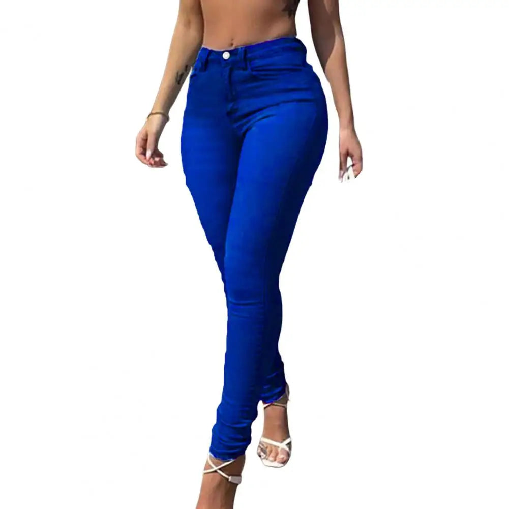 Skinny Pants Long Lasting Slim-fitting Full-Length Leggings Skinny Trousers Mid-Waist Eye-catching Denim Pants for Girl.
