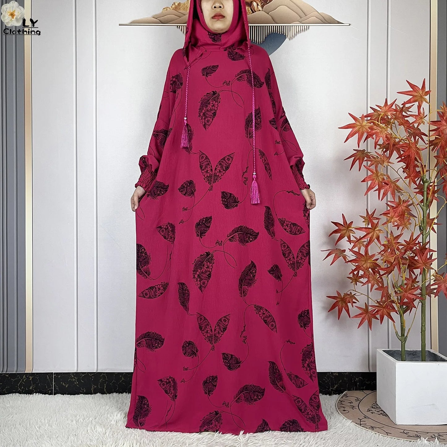 2025Hot Sales New Ramadan Muslim Double Hat Women Abaya Prayer Garment Islam Turkey Arabic Femme Abaya Prayer Kaftan Loose Robes