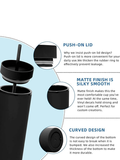 1PC- Tumbler Straws Cup With Lids Drinkware Fruit Juice Bottle Double Wall Plastic Cups Gift for Festival Party.