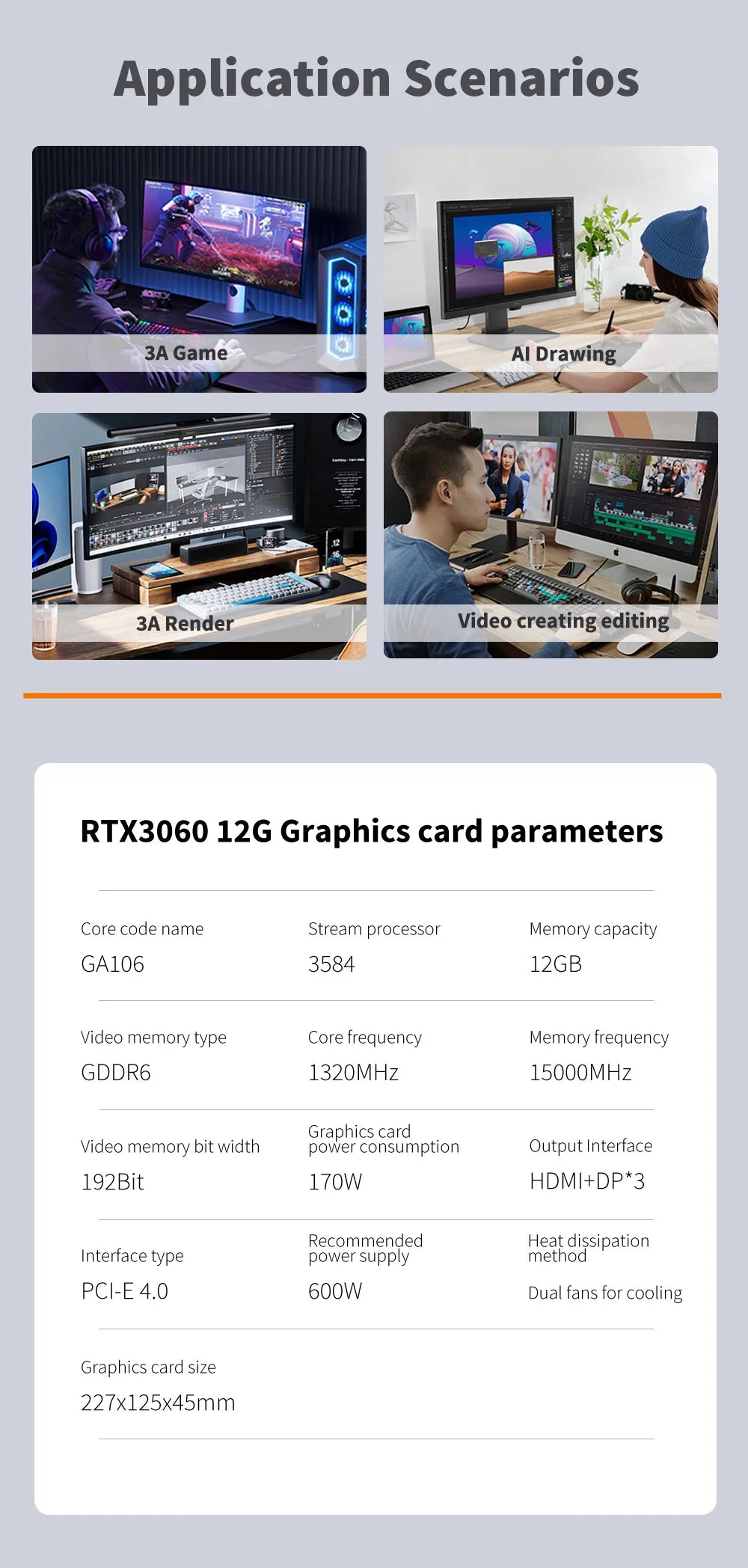 SOYO RTX 3060 12GB Graphics Card GDDR6 192Bit PCI Express 4.0 × 16 8Pin NVIDIA GPU Rtx 3060 Gaming Video Card Placa De Video.