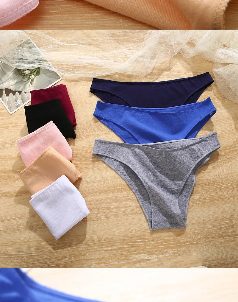 FINETOO 5PCS/Set M-XXL Panties Women Cotton Lingerie Woman Underwear Sexy Femme Underwear Girls Underpant Panty 7 Solid Colors