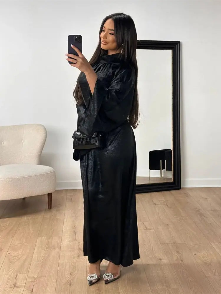 Fashion Satin Abaya Dubai Luxury 2024 Muslim Kaftan Dress Abayas For Women Kebaya Caftan Marocain Robe Femme Musulmane Vestidos.
