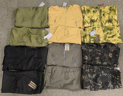 Mens Winter Outdoor Oversized Softshell Jackets Waterproof Zipper Hunting Clothes Fleece Lining Windbreaker Tactical Pocket Coat.