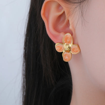 Cazador 2Pcs Flower Women's Earrings Stainless Steel Stud Earrings Jewelry Trend 2025 Party Wedding Birthday Gifts New Wholesale.