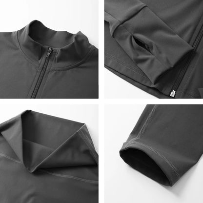 Hearuisavy 2Pcs Long-Sleeved Set Women Casual Outdoor Running Jackest Suit Yoga Clothing Quick Drying Push Up Fitness Sportswear.