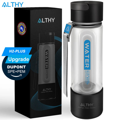 ALTHY Hydrogen Water Generator Bottle Cup DuPont SPE+PEM Dual Chamber,40 Times Working/ Single charged ,H2 Inhalation Device.