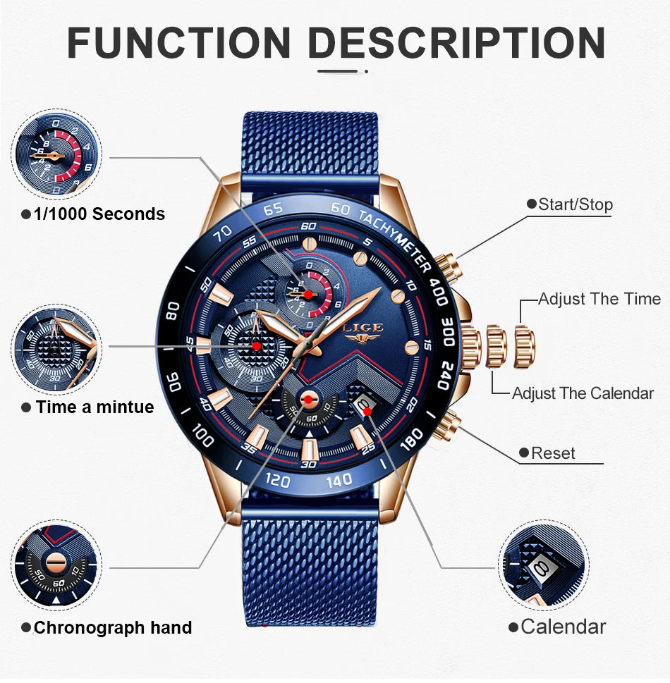 LIGE New Rose Gold Women Watch Top Brand Luxury Watch Women Quartz Sport Women's Bracelet Watches Waterproof Relogios Feminino.