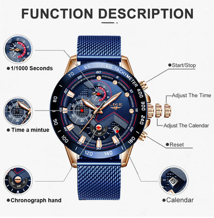 LIGE New Rose Gold Women Watch Top Brand Luxury Watch Women Quartz Sport Women's Bracelet Watches Waterproof Relogios Feminino.