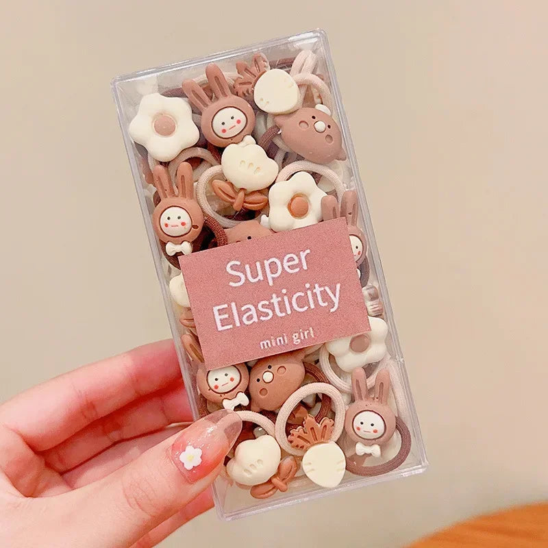 Coffee Color Children's Cute Cartoon Hair Rope Baby Thumb Loop Does Not Hurt Rubber Band Headwear Baby Tie Head  Small Pull.