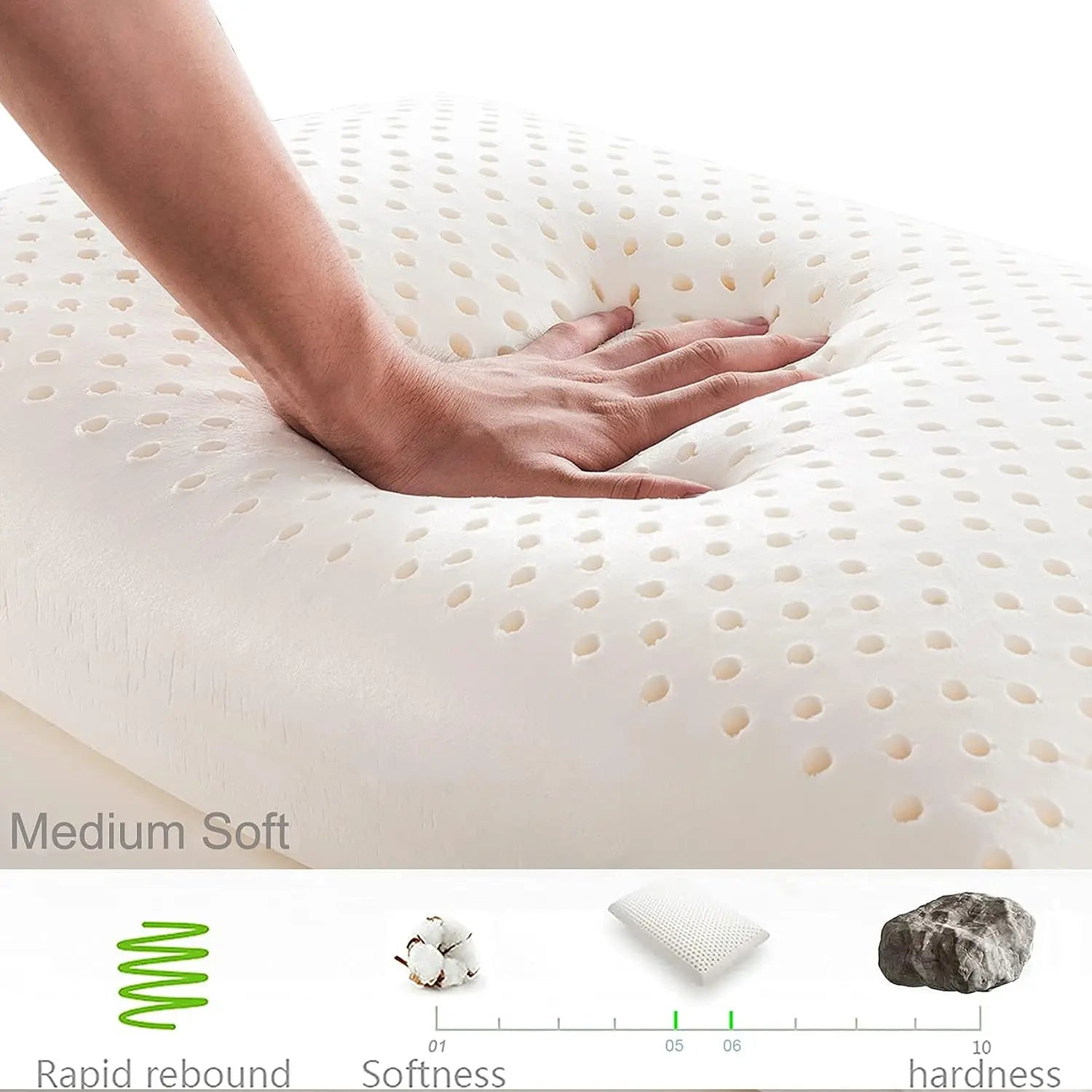 100% Natural Latex Sleeping Bed Pillow Luxury Pillow for Side Back and Stomach Sleepers Orthopedic Pillows Cervical Health Care.