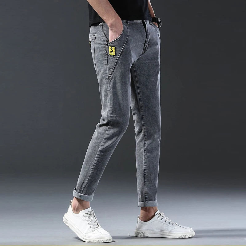 Men New Fashion Comfortable Slim Fit Jeans Male Loose Straight Smart Casual Denim Pants Regular Look Taller Elasticity Trousers.