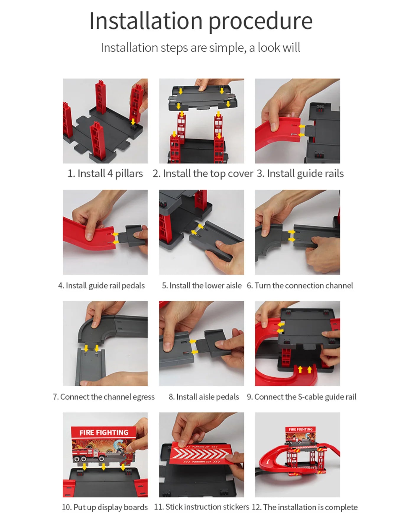 Parking Track Car Children Toys Police Cars Fire Engines Engineering Vehicle Ramp Road Construction Inertial Sliding Track Games.