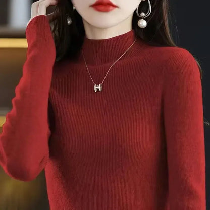 Solide Hälfte Rollkragen Stricken Pullover Frauen Herbst Winter Koreanische Langarm Pullover Mode Alle Spiel Dicke Warme Dünne Jumper Neue