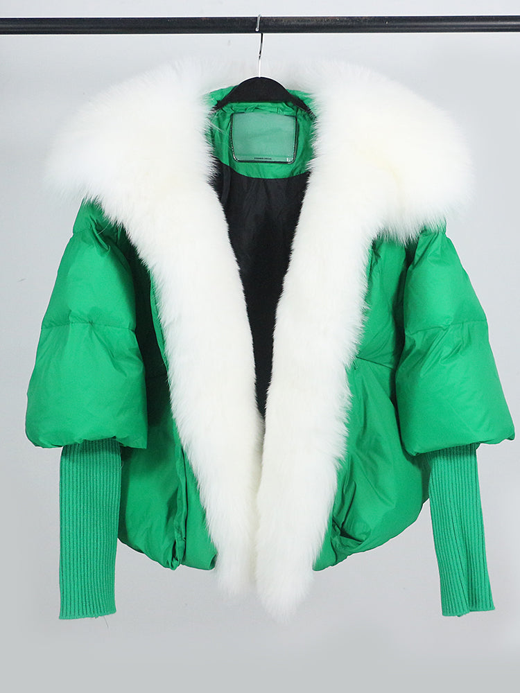 Lose Natürliche Echt Fox Pelz Kragen Mantel Dicke Neue Europäische Mode Weiße Ente Unten Jacke Winter Frauen Warme Luxus Oberbekleidung