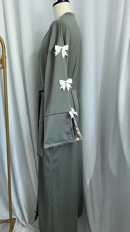 Eid Muslimischen Bogen Abaya Frauen Kleider Jalabiya Vestidos Largos Split Hülse Ramadan Marokko Dubai Lange Robe Party Islam Kaftan 2025