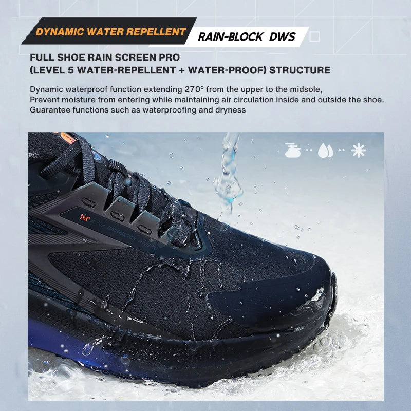 361 Degrees NEW Rainblock 7.0 Anti Splash Rainproof Running Shoes Technology Night Reflective Cushioning Man Sneakers 572342228.