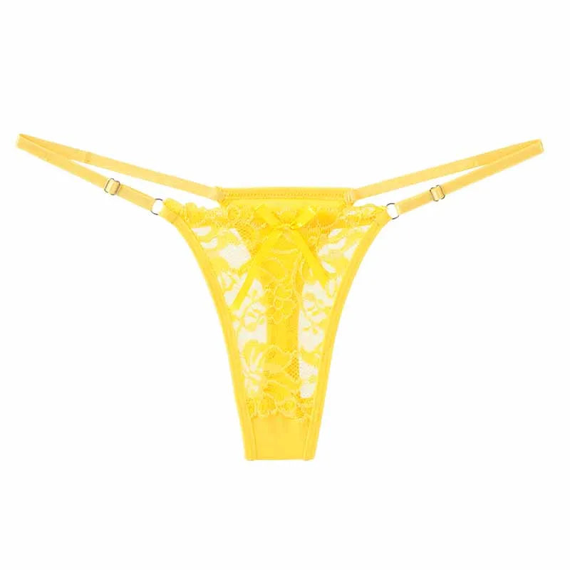 Sexy Lace Adjustable Thongs for Women Low Rise Hollow Out Briefs Female Breathable Underpants Perspective Sexy Lingerie.