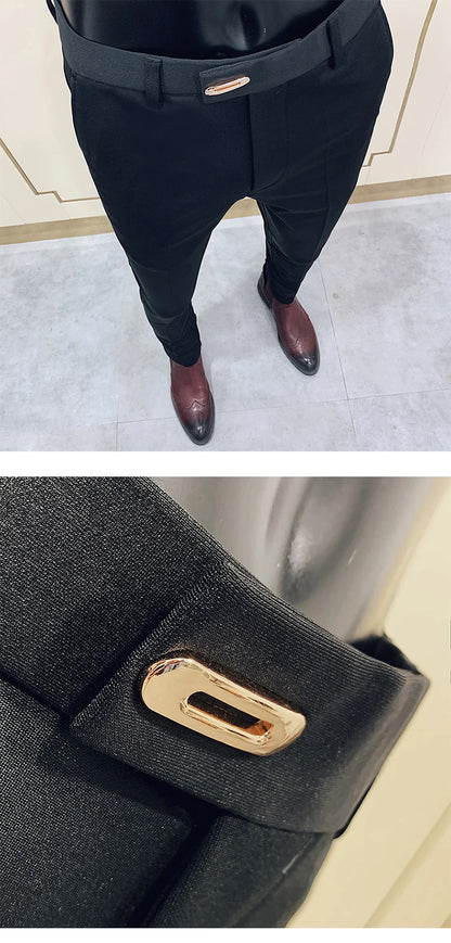 Men Suit Pants Formal Trousers Stretch Slim Pantalone Hombre Calça Masculina Solid Color Casual Dress Pants Fashion Men Clothing