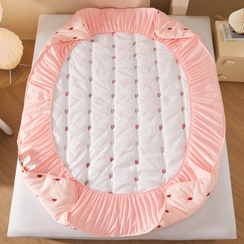 Thicken Mattress Cover 90x200 Fitted Sheets Queen Size Elastic Bedsheet Embroidered Bed Covers 매트리스커버 (Pillowcase need order).