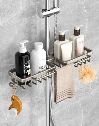 Nicht perforiertes mehrschichtiges Lagerregal für das Badezimmer. Badezimmerregal. Toilettenraum-Duschregal aus Aluminium