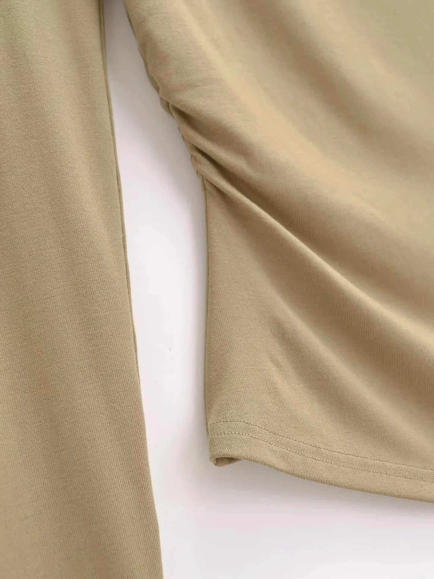 Long Sleeve One Shoulder T-Shirt Zhang Lu Si Spicy Girl Pleated Slimming Versatile Top Cotton Made in China Full Sleeve.