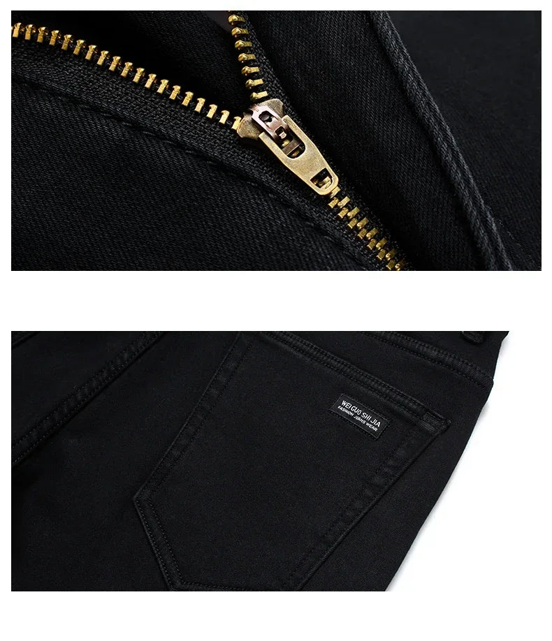 Men Classic Advanced Fashion Brand Jeans Jean Homme Man Soft Stretch Black Biker Masculino Denim Trousers Mens Pants Overalls.