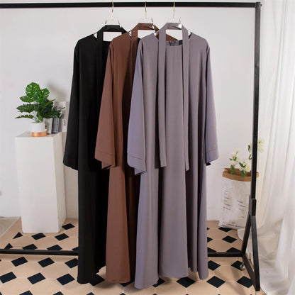 Muslim Abayas Long Maxi Prayer Dress Women Kaftans with Belt Full Sleeve Islamic Clothing Women Jilbabs Ramadan Dresses.