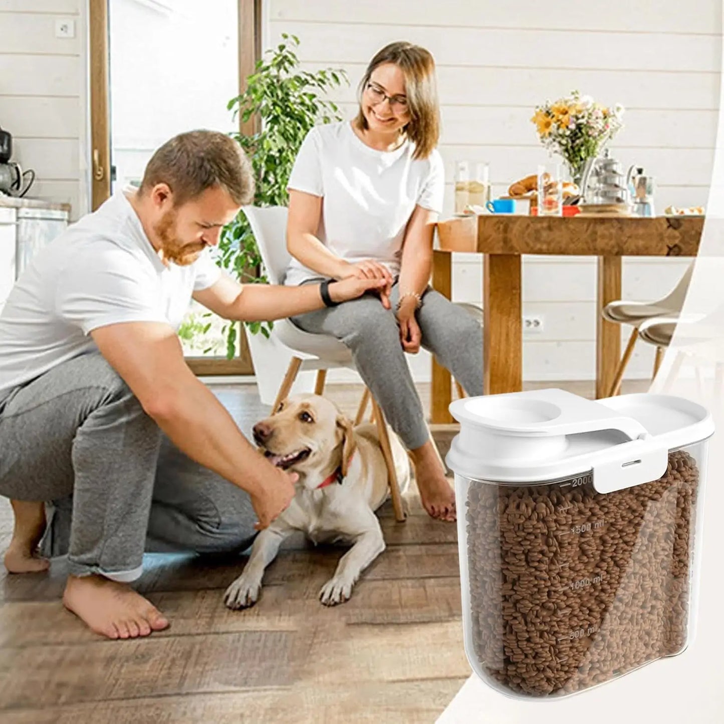 2L Pet Food Container Airtight Pet Food Storage Containers Canister with Lid for Sugar Rice Cereal Nut Pasta Snack Organizer.