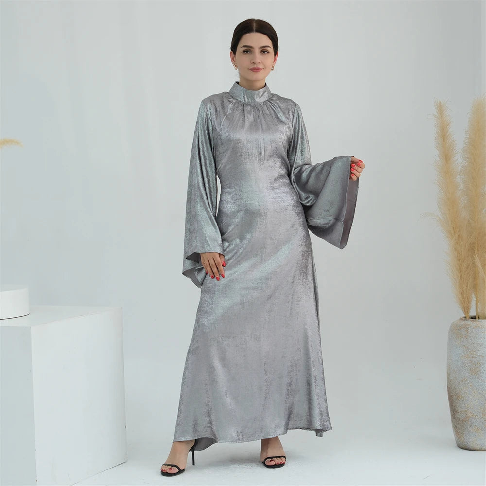 Ramadan Satin Shimmer Abaya Damen Dubai Luxury Islam Muslim Kaftan Dresses Kebaya Abayas For Women Robe Musulmane Femme Vestidos.