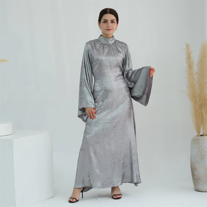 Ramadan Satin Shimmer Abaya Damen Dubai Luxury Islam Muslim Kaftan Dresses Kebaya Abayas For Women Robe Musulmane Femme Vestidos.