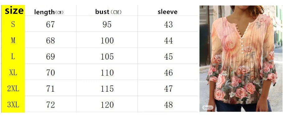 Women's Shirt Blouse Light Blue White Pink Floral Button Print 3/4 Length Sleeve Casual Holiday Basic Round Neck Regular Floral.