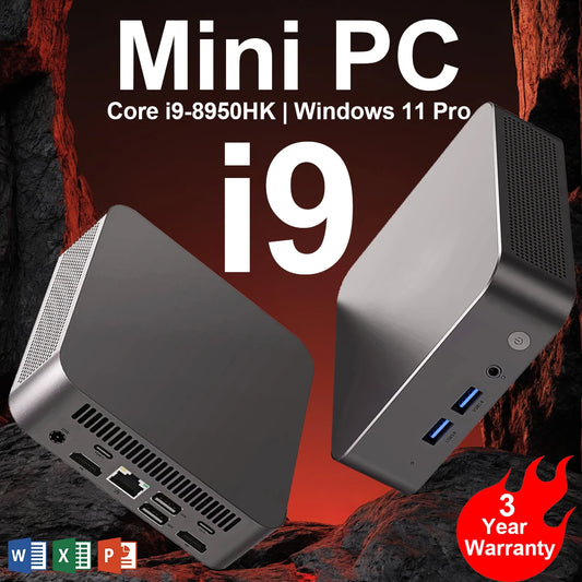 MINI PC Windows 11 Pro Core i9 8950HK DDR4 16GB M.2 SSD 1TB 2TB Computer Gaming Wifi 6 BT5.2 Office Business Desktop PC Gamer.