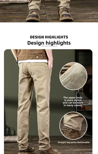 Seven-Color Stretch Jean Men's Trendy Wild Simple 97% Cotton High-End Slim-Fitting Small Straight Casual Men's Clothing Trousers