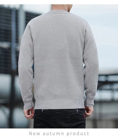 Autumn Winter Fashion Sweater Men's Round Neck Pullovers Fleece Thick Warm Jumpers Pattern Patchworked Men's Clothes.