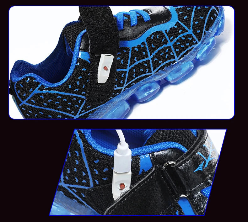 YUNICUS Breathable Sports Children'S Shoes Boys Leisure Sports Led Marquee Light Shoes Sneakers Boys Usb Charging Light Shoes.